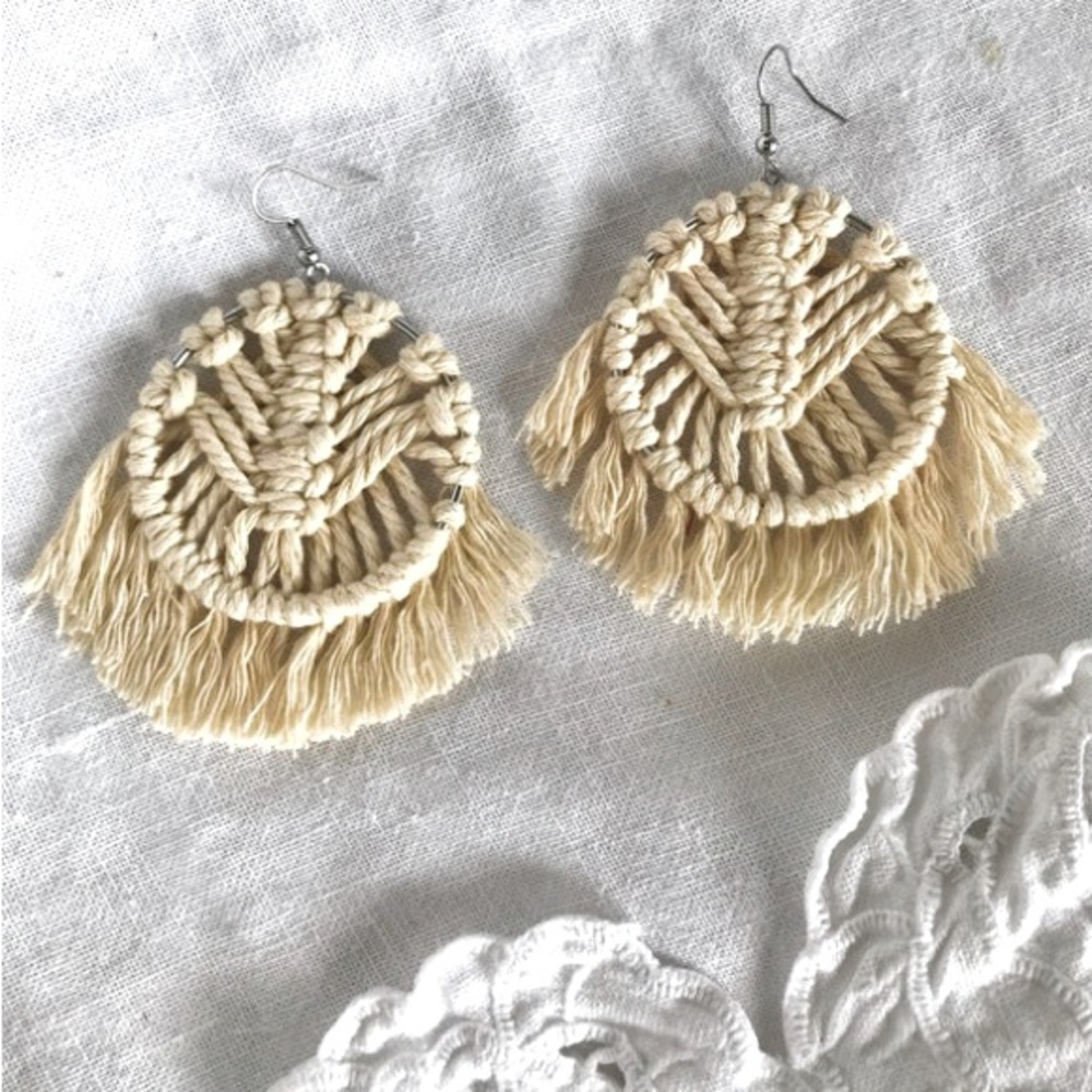 n e w | macramé hoop earrings | bohemian